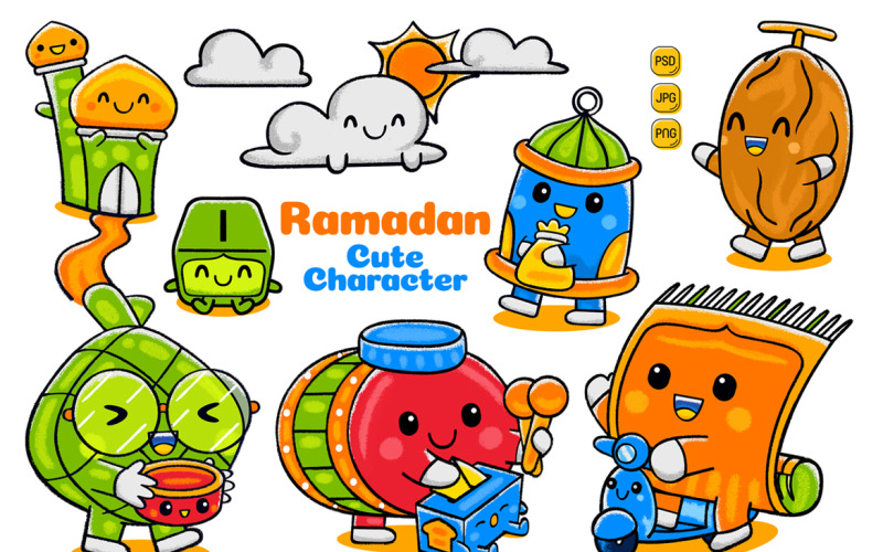 Pack de personnages mignons du Ramadan