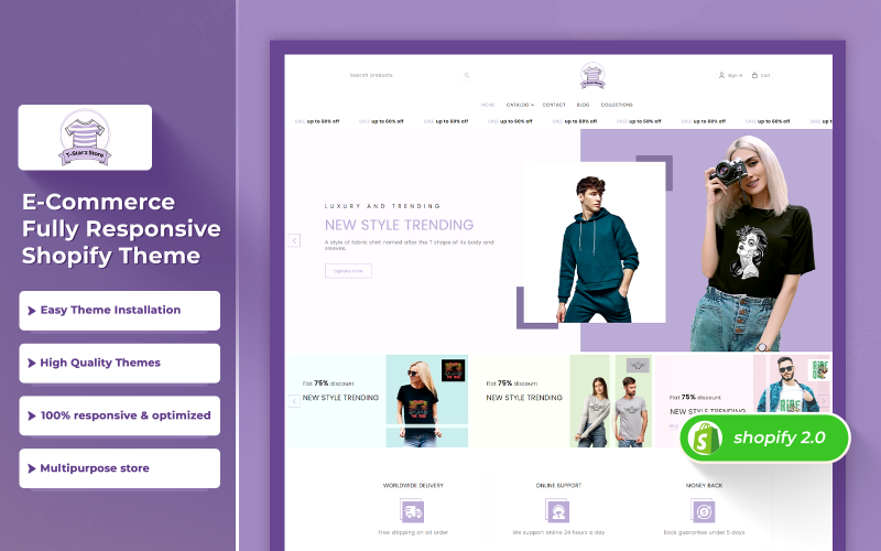 Tstarz -  T-shirt Multipurpose Fashion  Shopify 2.0 Theme