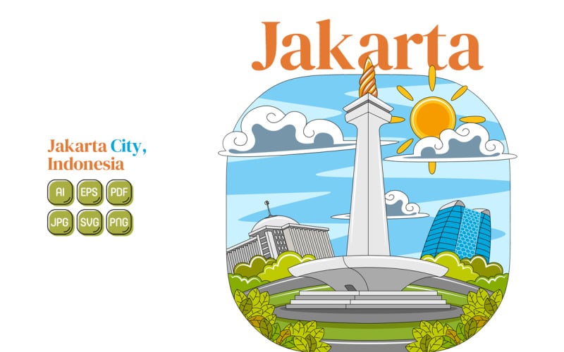 Ilustración vectorial de la ciudad de Yakarta
