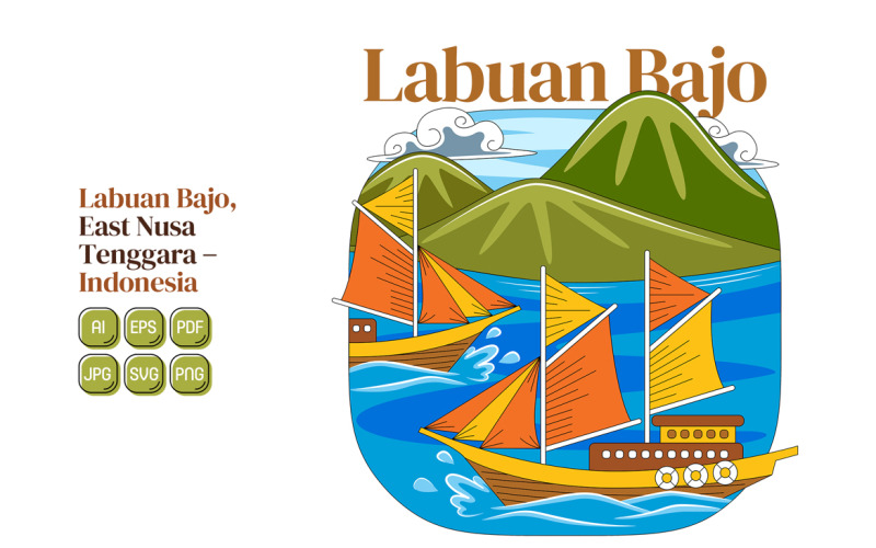 Labuan Bajo Vektör İllüstrasyonu