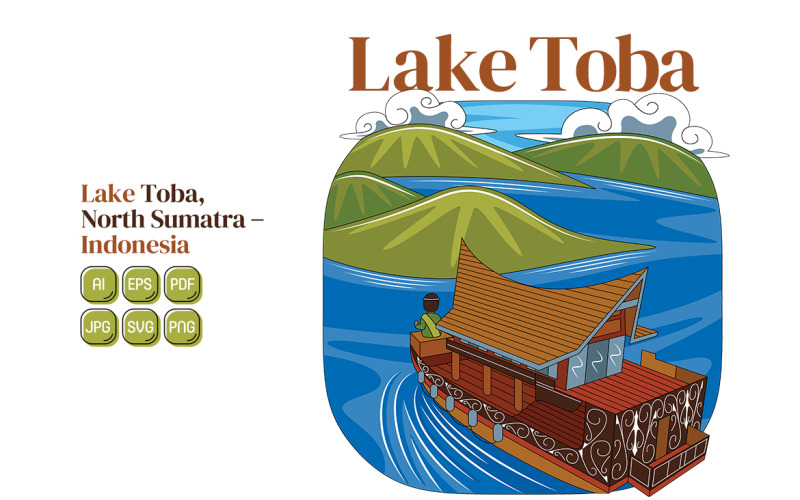 Lake Toba vektorillustration