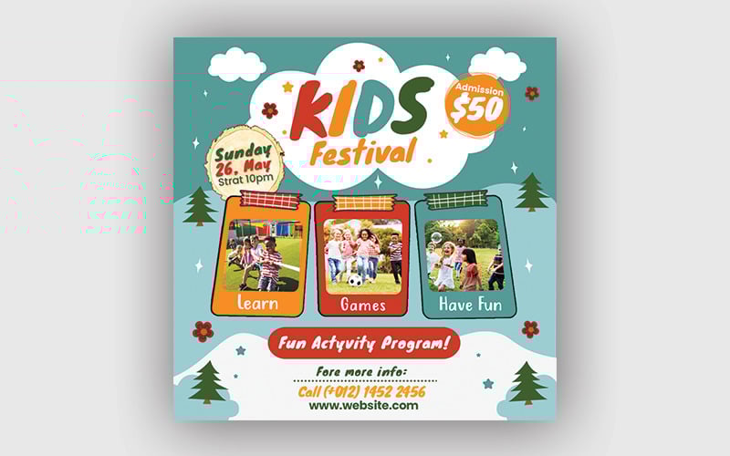 Colorful Kids Social Media Template