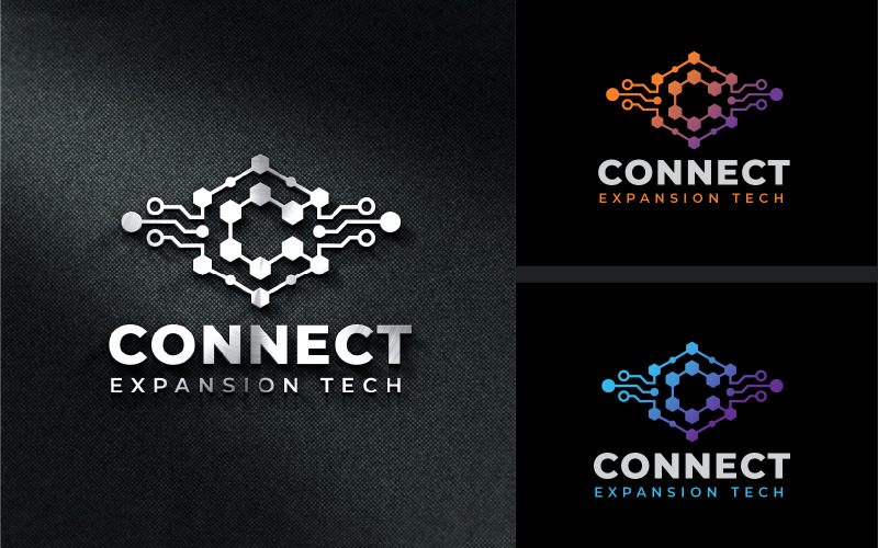 Design de logotipo de tecnologia criptográfica Blockchain com letra C