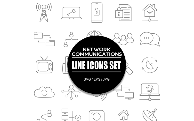 Ensemble d'icônes réseau et communications