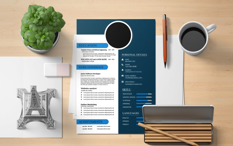 Modèle de CV de Micheal Leo Creative And Complete