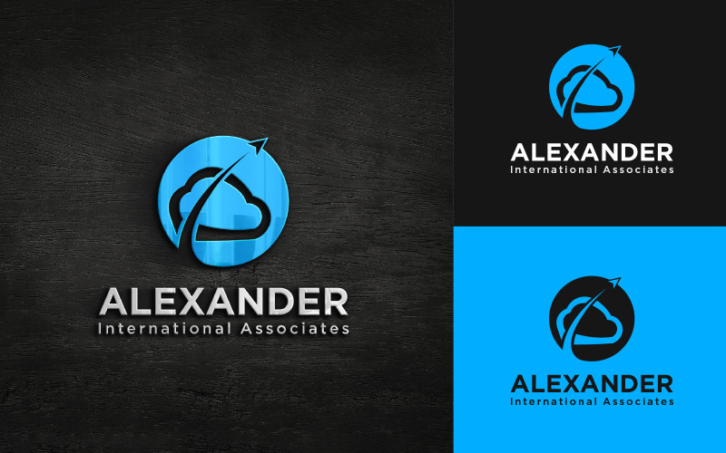 Moln cirkel upp pilen logotypdesign