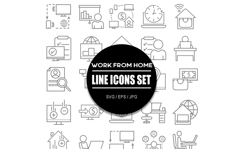 Remote Work Icon Set Home work icons bundle