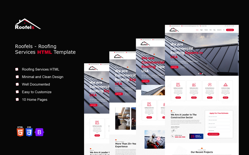Roofels - Modèle HTML de services de toiture