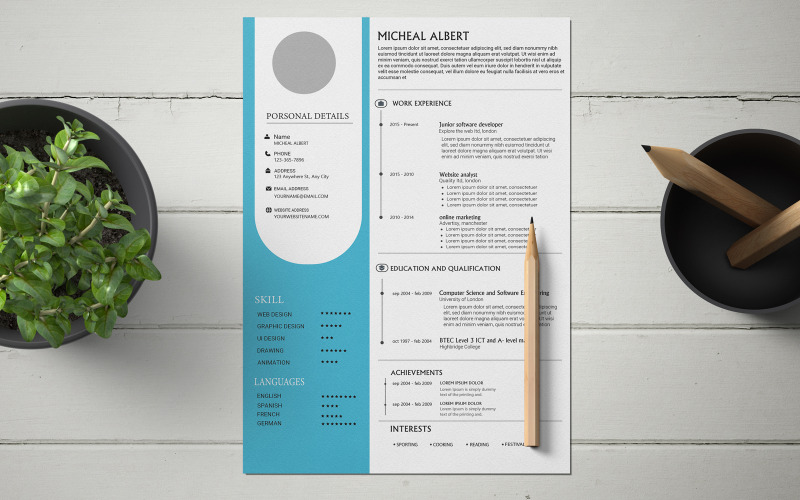 Szablon CV Michała Alberta Kreatywny i kompletny
