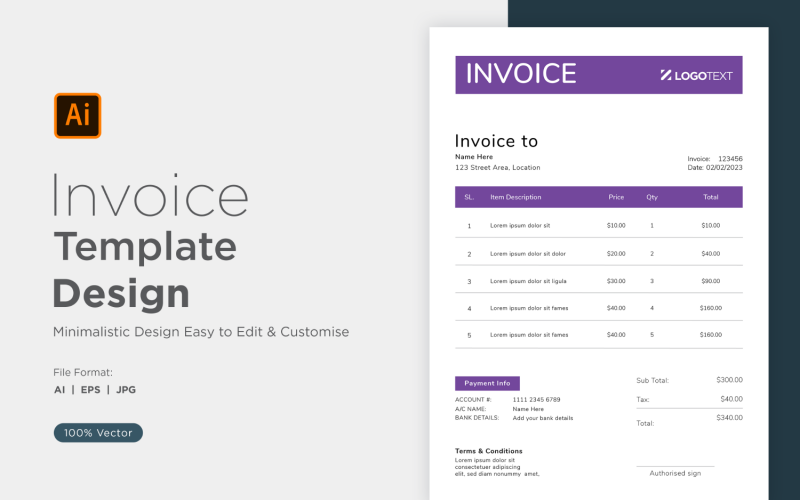Corporate Invoice Design Template Bill form Business Payments Details ...