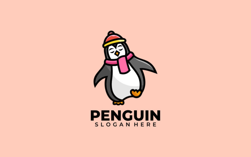 Disegno del logo del fumetto della mascotte del pinguino