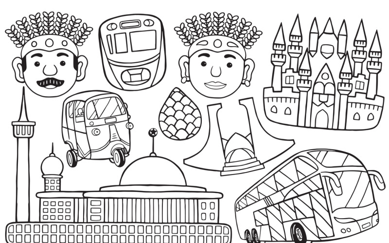 Jakarta Doodle Vector lijntekeningen #02