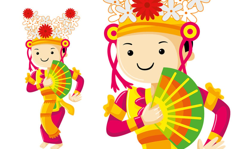 Legong Dance from Bali Ilustração Vetorial
