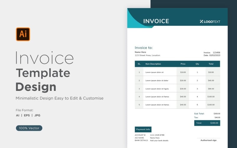 Corporate Invoice Design Template Bill form Business Payments Details Design Template 47