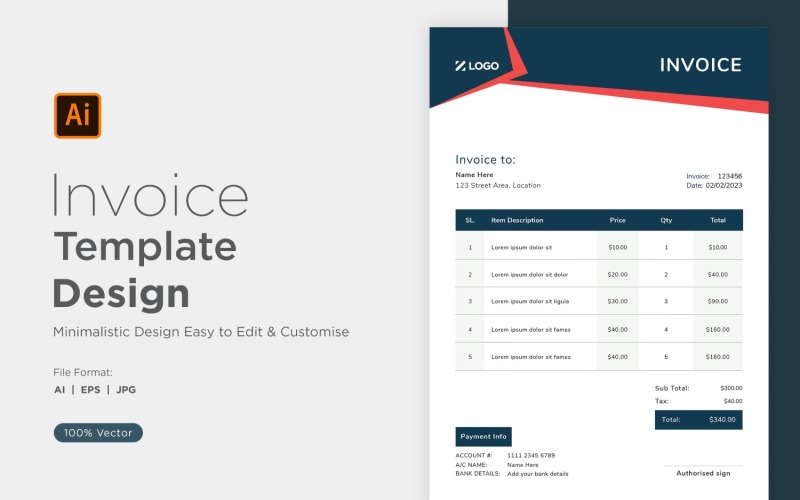 Corporate Invoice Design Template Bill form Business Payments Details ...