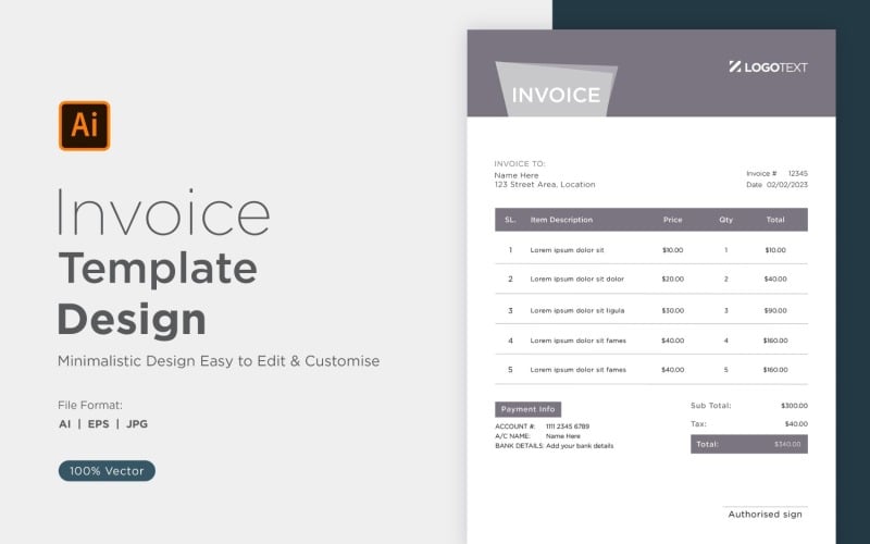 Corporate Invoice Design Template Bill form Business Payments Details Design Template 66