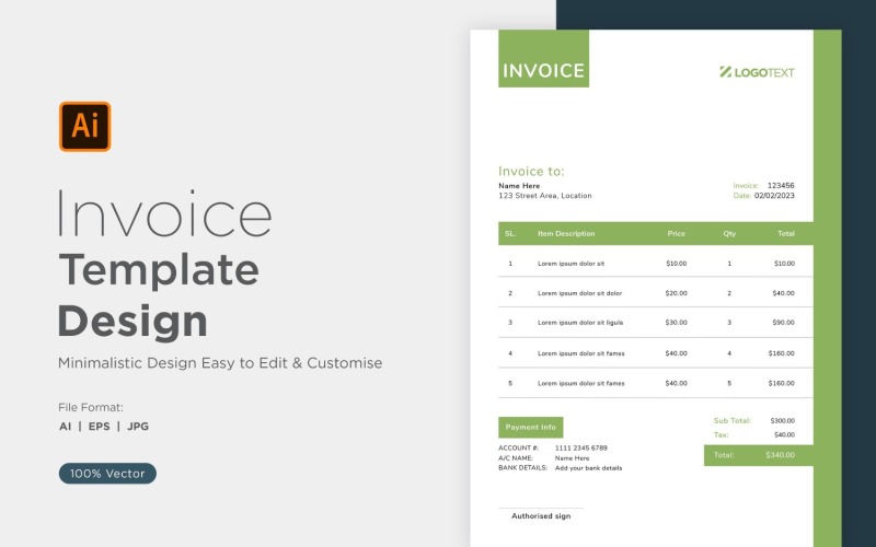 Corporate Invoice Design Template Bill form Business Payments Details Design Template 73