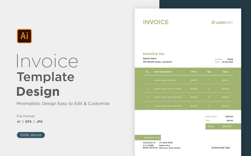 Corporate Invoice Design Template Bill form Business Payments Details Design Template 97