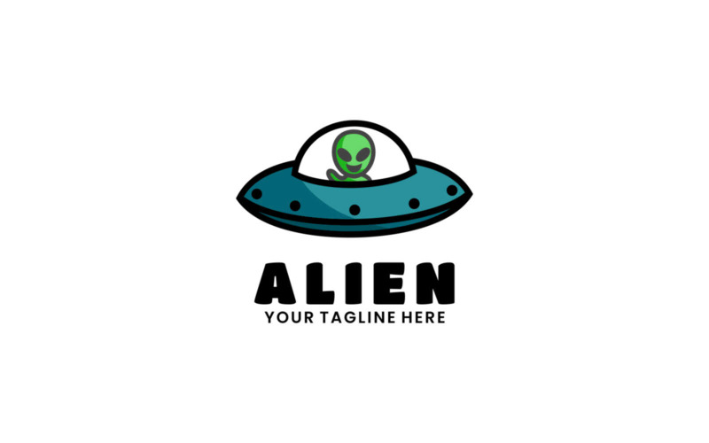 Alien maskot tecknad logotyp stil