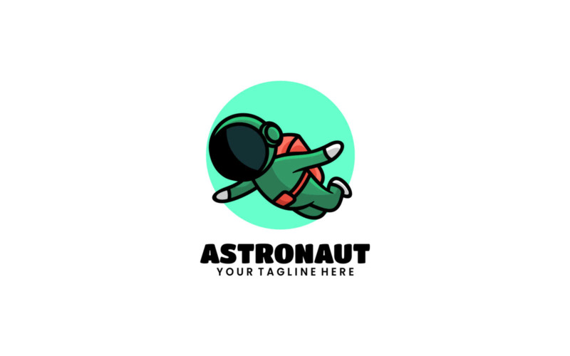 Design de logotipo de desenho animado de astronauta