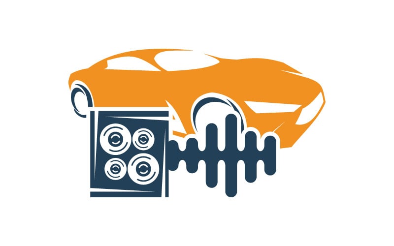 Modèle de vecteur de symbole d'icône de logo de voiture audio