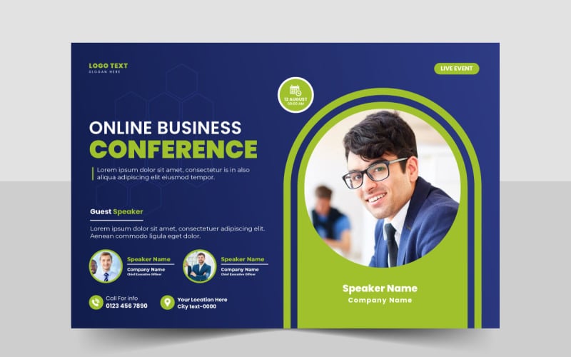 Modern business conference event flyer or live webinar horizontal ...