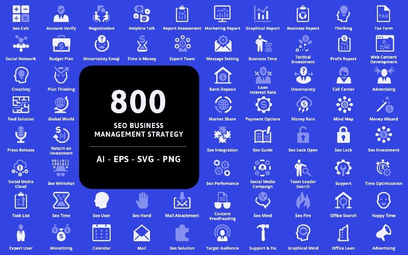 Seo Business Management Strategie Pictogrammen