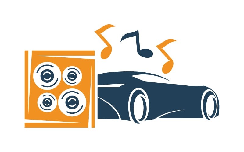 Символ шаблона логотипа аудио автомобиля