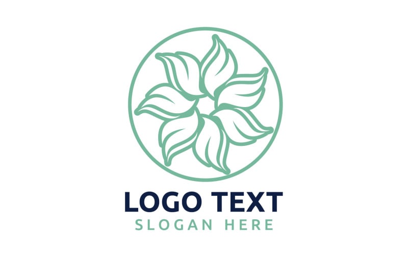 Blatt-Kreis-Blumen-Logo-Symbol oder entwerfen Sie Ihr Logo Marke v60
