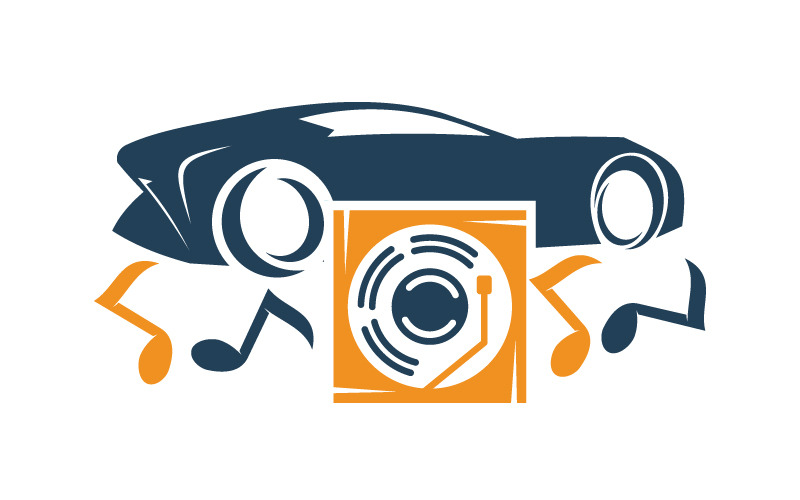 Símbolo de ícone gráfico de modelo de vetor de logotipo de carro de áudio
