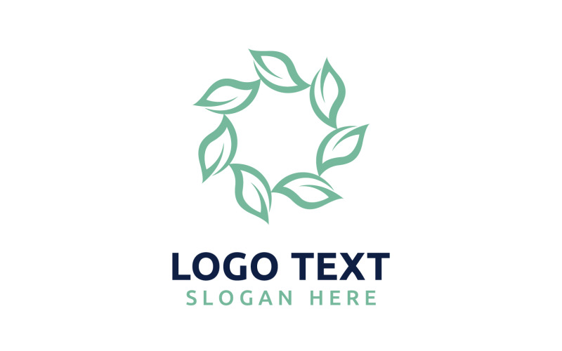 Symbole de logo de fleur de cercle de feuille ou concevez votre logo Marque v17