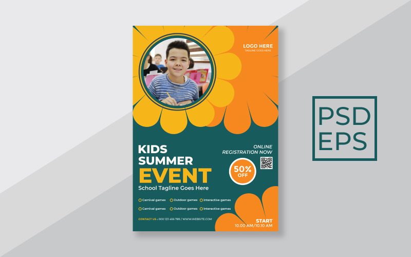 Modelo de Folheto de Evento de Verão para Crianças