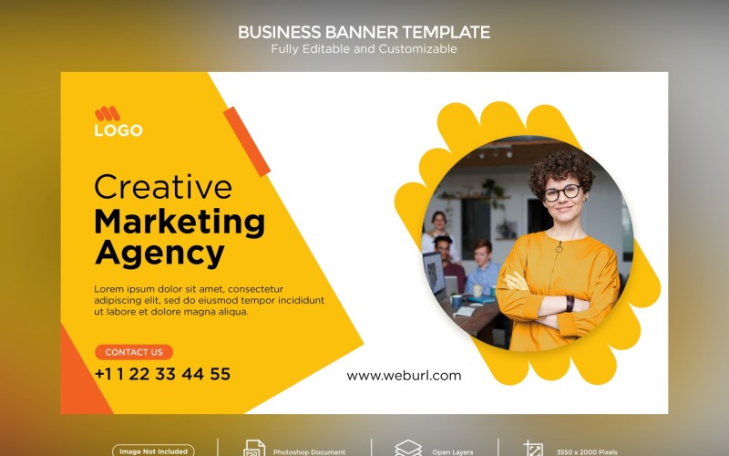 Kreatywna agencja marketingowa szablon projektu banera biznesowego 06