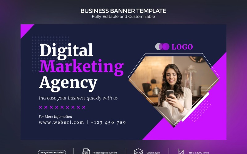 Plantilla de diseño de banner de negocios de agencia de marketing digital