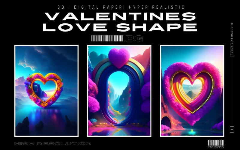 Valentijnsdag liefde vorm 3D realistische achtergrond