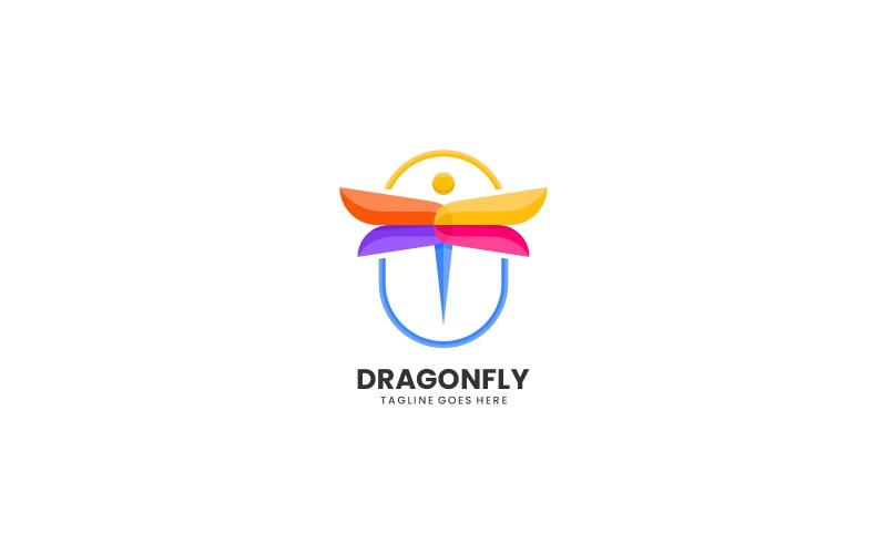Ważka Kolorowy Styl Logo