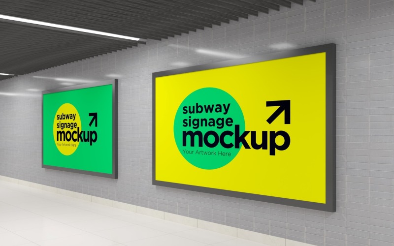 Горизонтальный макет Subway Two Signage 02