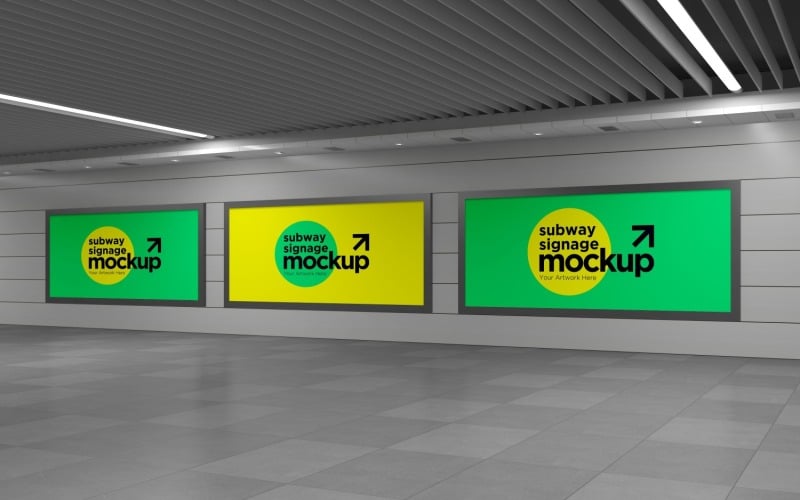 Metro Üç Tabela Yatay Mockup 02