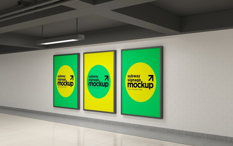 Mockup di segno della metropolitana tre 16