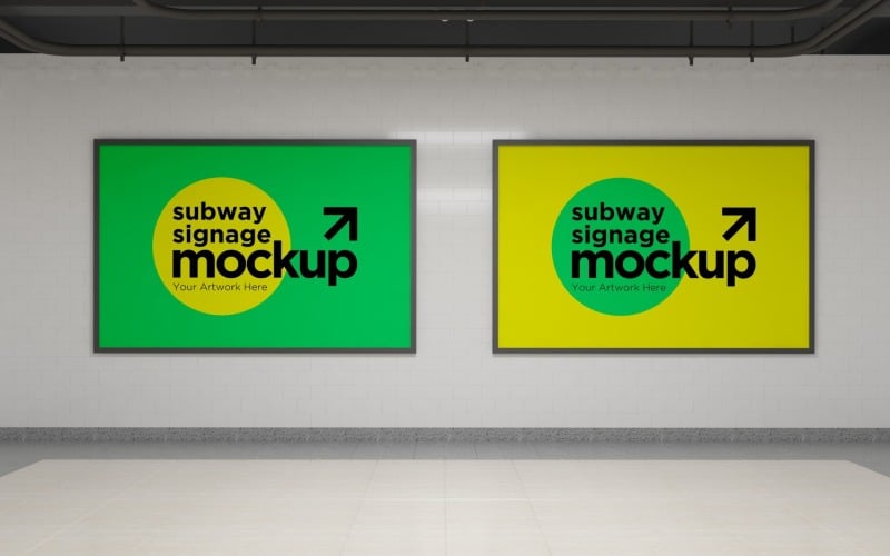 Mockup orizzontale della segnaletica della metropolitana due 07