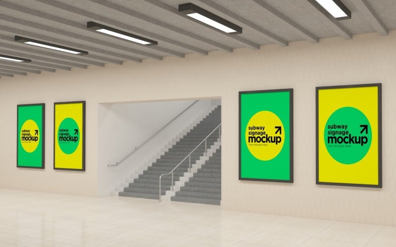 Subway Four Sign Mockup 02