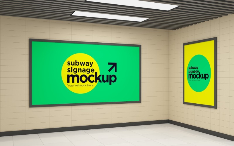 Subway Two Señalización Horizontal y vertical Mockup 03