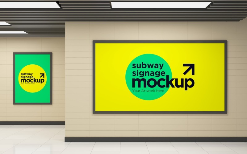 Subway Two Signage Horizontal and vertical Mockup 02