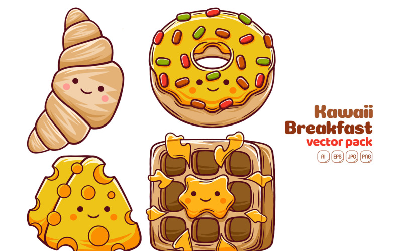 Kawaii frukost vektorpaket #03