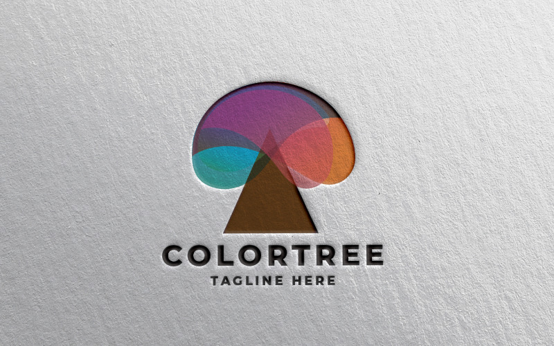 Modèle Pro de logo d'arbre de couleur
