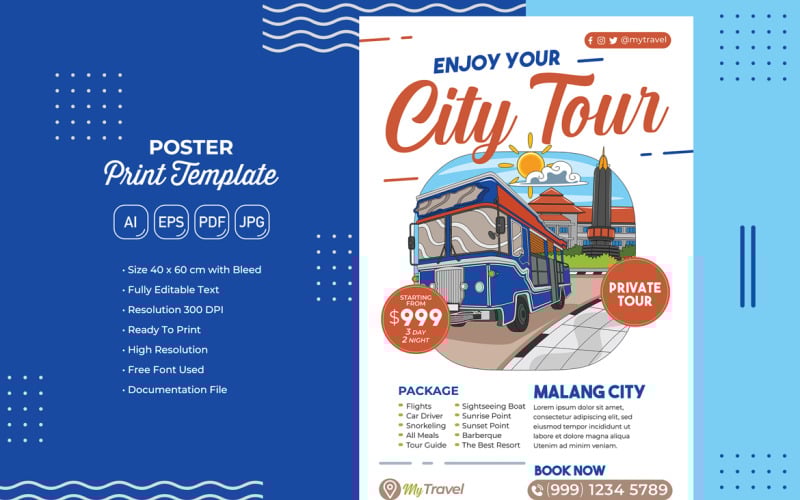 Plantilla de impresión de cartel de viaje de vacaciones n.º 23