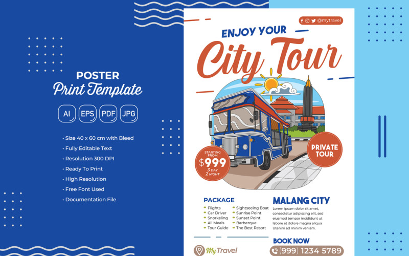 Tatil Seyahati Posteri #23 Baskı Şablonu