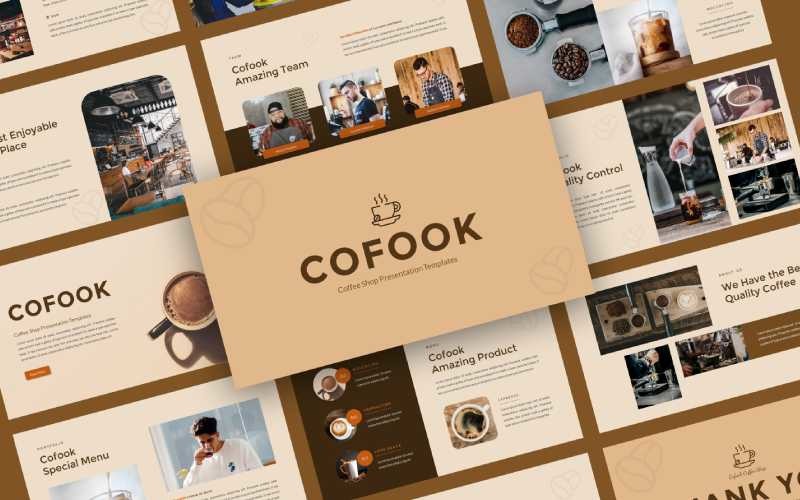 Cofook - Google Slides-sjablonen voor coffeeshoppresentaties