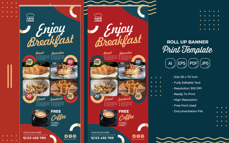 Restaurante Roll Banner #11 Plantilla de impresión
