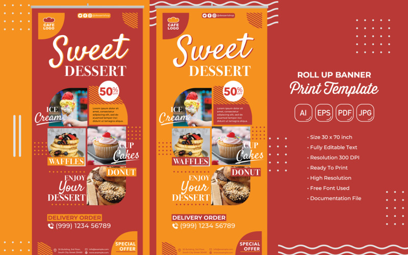 Restaurante Roll Banner #12 Plantilla de impresión
